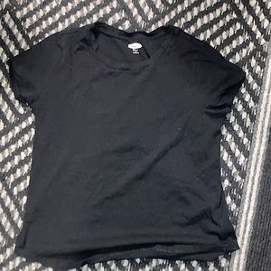 Black t shirt with curve at the end